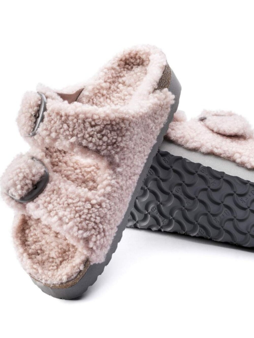 Birkenstock Arizona Big Buckle Shearling Pap Teddy Crystal Rose Narrow Width